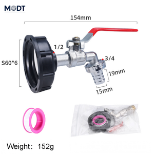 Pistolet à eau pour lavage de voiture IBC, connecteur de <span class=keywords><strong>robinet</strong></span> de réservoir d'eau, adaptateur de connecteur de tuyau d'eau 1/2 pouce 3/4 pouce, filetage grossier S60x6, <span class=keywords><strong>1000L</strong></span> - Product Image 3