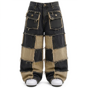 Jean droit vintage pour homme, coupe ample, délavé moyen, respirant, premium, pour l'hiver et l'été, couleur unie, style urbain streetwear - Product Image 1