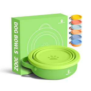 Double bol 2 en 1 <span class=keywords><strong>Support</strong></span> d'alimentation pour chien Conception portable personnalisée pour nourriture et eau Bol anti-déversement pour animaux de compagnie pour le voyage et l'extérieur - Product Image 2