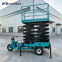 Plateforme élévatrice à ciseaux durable et antirouille montée sur tricycle, élévateur aérien autonome pour la rénovation des bâtiments scolaires et l'aménagement paysager urbain