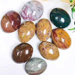 Natural quartz polished spiritual products palm stone crystals ocean jasper palm stone
