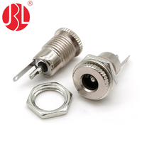 R1-23B R1-23A 721AFMS 712AFMS DC-022K Soket Daya DC Panel Mount 3 Pin dengan Mur Hex 2.0mm 2.5mm Pin Berlapis Perak