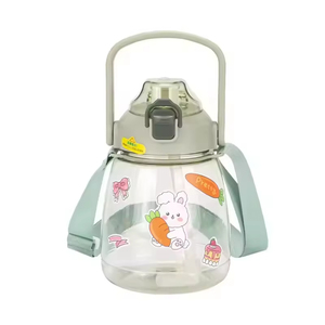 New Kids <b>Sports</b> <b>Water</b> <b>Bottle</b> with Buckle Handle Shoulder Strap Food Grade Durable Plastic Straw for Kindergarten Primary School - Product Image 5
