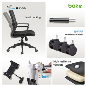 Silla de Oficina Ejecutiva Ergonómica Giratoria de Malla Negra con Respaldo Medio de Plástico al por Mayor - Product Image 3