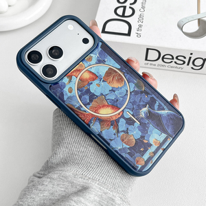 Custodia per telefono <span class=keywords><strong>2</strong></span> in 1 con ricarica wireless, antiurto, texture dorata, motivo floreale colorato, per iPhone 17 Pro Max - Product Image 6