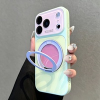 Étui de téléphone magnétique à dos en verre color block tendance pour iPhone 18 13 14 15 16 17 Pro Max avec protection 360 °   Protection d'objectif pour support de téléphone
