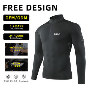 بلوفر رجالي بشعار مخصص وسحاب سريع شورت رياضي بأكمام طويلة تجفيف ملابس رياضية إطلاق جديد مقاس كبير ربع قميص بسحاب للبالغين - Product Image 4