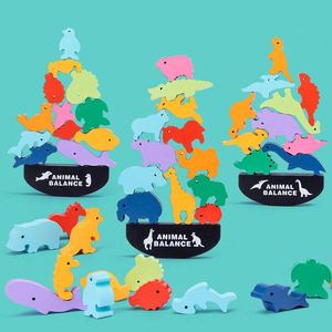 Jouets de motricité fine pour enfants, garçons et filles, animaux dinosaures, blocs en bois à empiler et à classer, jouet d'équilibre - Product Image 5
