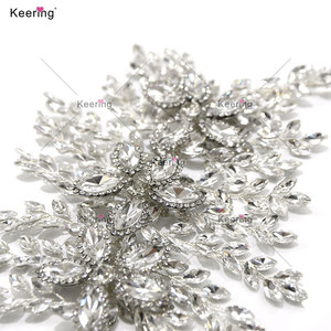 WHD-067 Keering, patchs floraux en strass pour <span class=keywords><strong>robe</strong></span> de mariée, <span class=keywords><strong>prix</strong></span> avantageux, bricolage, design en feuilles <span class=keywords><strong>d</strong></span>'alliage 3D - Product Image 2