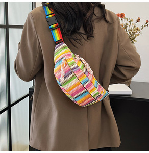 Mode Simple extérieur petit mignon ceinture <span class=keywords><strong>sac</strong></span> <span class=keywords><strong>de</strong></span> <span class=keywords><strong>sport</strong></span> arc-en-ciel couleur paille tressé Fanny Pack femmes taille <span class=keywords><strong>sac</strong></span> - Product Image 5