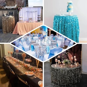 Mantel de lentejuelas sin costuras redondo de 120 pulgadas, mantel de lentejuelas plateadas de pago grande <span class=keywords><strong>para</strong></span> eventos, fiestas de bodas - Product Image 3