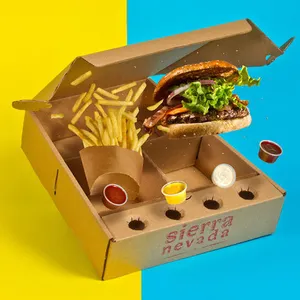 8英寸x 3英寸瓦楞纸餐盒300gsm手工制作食品盒快餐汉堡包外盒
