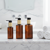 Bouteille de shampooing cylindrique de 250 ml et 300 ml, flacon de gel douche, flacon de lotion avec pompe pulvérisatrice, flacon cosmétique transparent en PET avec impression à l'écran
