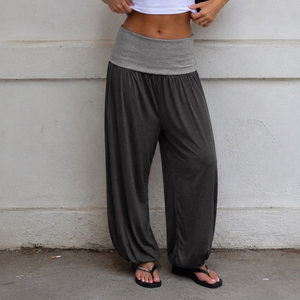 Pantalon en tricot ajusté à blocs de couleur, pantalon décontracté slim pour femme, pantalon droit sportif rétro Y2K, streetwear tendance - Product Image 3