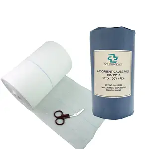 Rollo de gasa médica absorbente 100% algodón, gasa hidrofílica con rayos x detectable y Rollo de gasa de 1,5 kg