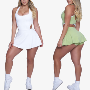 Robe-short athlétique avec short intégré à couverture intégrale, une <span class=keywords><strong>combinaison</strong></span>-short pour le yoga, le sport, les filles, vêtements de sport adorables - Product Image 1