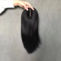13x15cm Base en soie Top Postiche Vierge Clip dans les cheveux Topper pour les cheveux clairsemés Naturel Noir Femmes Cheveux Humains Topper
