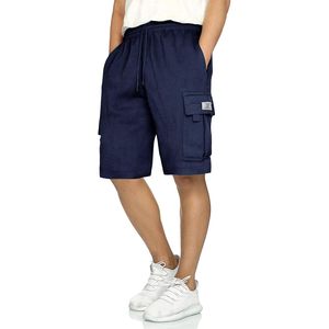 Pantalones Cortos Deportivos Oxford Transpirables para Hombre FOXA, de Algodón, con Cordón, Cintura Elástica, para Gimnasio, Entrenamiento, Correr, con 5 Bolsillos - Product Image 1
