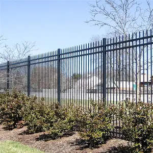 Tubular Black Aluminum Fence Panels Garden Powder Coated Top Spear Metal Home Fencing Trellis Gates