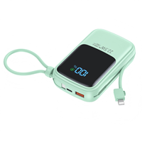 Batterie externe 10000mAh à charge rapide PD 22.5W avec câbles, affichage LED, format mince pour iPhone 17/16/15/14/13/12, Série Galaxy