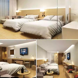 3 Star Hotel Bedroom Furniture Complete Twin Room Sets With Wooden Bed Frame Desk TV Unit Nightstands Wardrobe <b>Side</b> <b>Table</b> & <b>Sofa</b> - Product Image 4