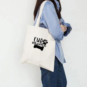 Custom New Fashion Eco-Friendly Canvas Tote <b>Bag</b> with Cat and Dog Prints Plain Design Letter Pattern for Cat and Dog Lovers - Product Image 1