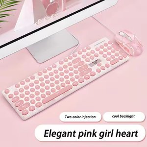 104 Key <b>PC</b> Wired Manipulator Feel Pink/Green RGB Backlight Punk <b>Office</b> Home Gaming Keyboard Mouse Set - Product Image 5