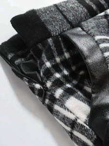 शरद ऋतु सर्दियों की महिलाओं की सुरुचिपूर्ण लंबी छतरी स्कर्ट बड़ी जेब काले सफेद कपड़े मोटी ढीली डिजाइन उच्च कमर - Product Image 5