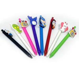 Factory Hot Selling New Super Multi-colors Cute PVC Cartoon Press Cartoon Soft Glue Neutral Pen with Special Customized