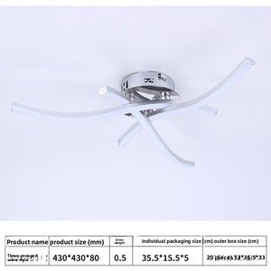 Lampe LED moderne et minimaliste en <span class=keywords><strong>fer</strong></span> pour salon et chambre à coucher ; Plafonnier créatif à quatre <span class=keywords><strong>branches</strong></span> en forme de vague, avec variation de trois couleurs pour salle à manger - Product Image 2