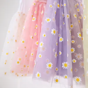 Boutique Baby Princess Floral Dress 0-2 Years Little Girl Daisy Flower Stripe Dress Infant Girl Frock Tulle Baby Summer Dress