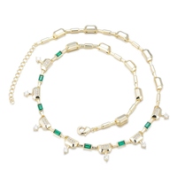 OUGEPHELI Collier unisexe en cuivre vert émeraude de style néo-chinois avec pendentif, chaîne en zircon plaqué or 24 carats, design épuré pour le quotidien