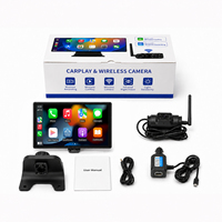 Autoradio portable 8 pouces avec CarPlay sans fil, Android Auto, caméra embarquée, caméra de recul sans fil IR, aide au stationnement