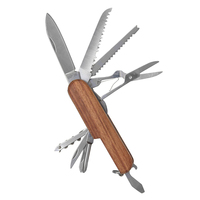 Outil multifonction en acier inoxydable Bochen Tough DIY 11 en 1, couteau de poche avec manche en bois, gravure au laser personnalisée, vente en gros
