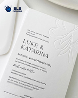 Invitations de mariage élégantes personnalisées Bolisun en gros, film gaufré 3D blanc, cartes minimalistes florales débossées, OEM