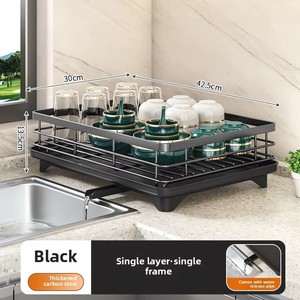 Factory Direct 2-stufiges kompaktes und tragbares Geschirr regal Rutsch festes Metall design mit Abfluss für die Aufbewahrung von Geschirr in der Küche - Product Image 6