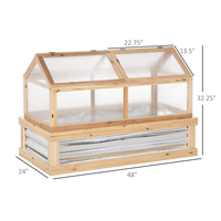 Serre en cèdre personnalisée toit ouvrable transparent double portes à 3 niveaux étagères mini structure en bois d'intérieur polycarbonate sous pression
