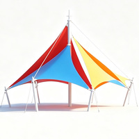 Structure de membrane tendue pour abri d'extérieur, pavillon multicolore, membrane architecturale tendue par câble pour parc et place publique