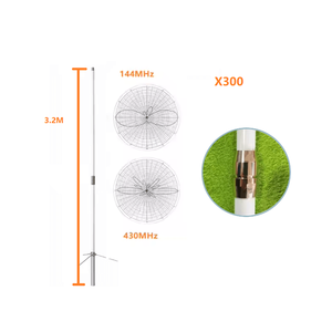 เสาอากาศรีพีทเตอร์สถานีฐาน SO239 แบบ Omni ขนาด 3.2 เมตร x 300 วัตต์ กำลังขยายสูง 144/430MHz 2 เมตร 70 เซนติเมตร พร้อม Ground Plane Radials - Product Image 1