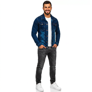 New <b>Mens</b> <b>Denim</b> <b>Jacket</b> Trendy Retro Casual Stand-up Zipper <b>Jacket</b> Handsome Riding Biker Clothing <b>Denim</b> Tops - Product Image 1
