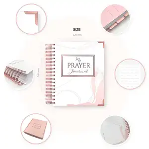 LABON Schedule Journals Custom Logo Spiral Notebook A5 Page Prayer Diary Handbook Gift Set With Divider Tab