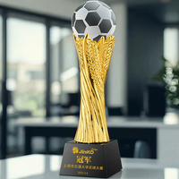 Coupe en verre cristal doré, trophée de football personnalisé, modèle d'ange en résine avec design imprimé UV, forme cube polie, souvenir ou cadeau