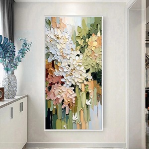 <span class=keywords><strong>Peinture</strong></span> florale texturée, Art abstrait de fleurs blanches en impasto, Décoration vert sauge et rose blush, Grande <span class=keywords><strong>peinture</strong></span> à l'huile moderne au <span class=keywords><strong>couteau</strong></span> - Product Image 3