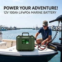 Paket Baterai Lithium LiFePO4 Semi-solid State Tahan Air 12V 80Ah-100Ah untuk Memancing Kayak Trolling 3000 Siklus Marine