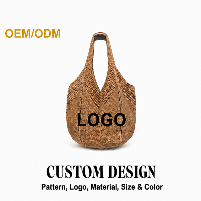 Hollow Out Knit Tote Bag Polyester Casual Shoulder Bag for Beach Vacation Daily Use Ready Stock 30pcs Private Label 100pcs