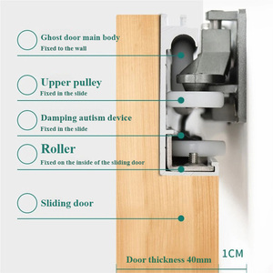 Kit de Herrajes para Puerta Corredera Invisible y Silenciosa, Sistema de Riel para Puerta Oculta de Aleación de Aluminio de Alta Resistencia - Product Image 6