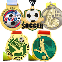 Medallas de Fútbol de Oro, Plata y Bronce Personalizables, Fundidas a Presión en Aleación de Zinc, Plateadas, Deportivas