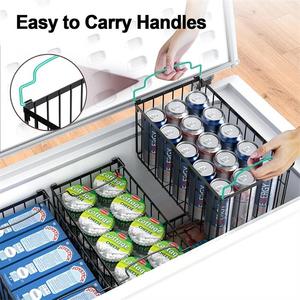 OEM ODM 4-Pack Metal Wire Congelador Organizador Contenedores apilables Cestas de pecho con asas para el congelador Almacenamiento de alimentos Uso de la cocina - Product Image 3