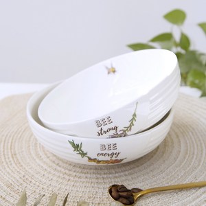 Tazón de Cerámica - Tazón para Sopa con Estampado de Abejas y Lavanda para Ensaladas y Postres - Product Image 1