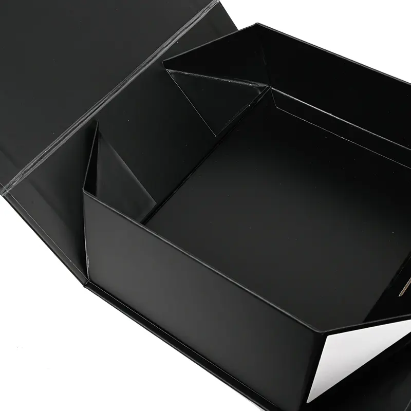 Iş için özel mıknatıs manyetik lüks ambalaj katlanır kağıt hediye kurdelalı kutu